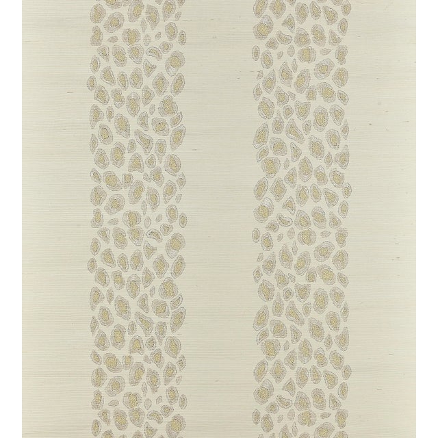 The House of Scalamandré Catwalk Embellished Grasscloth Wallcovering, Pearl For Sale