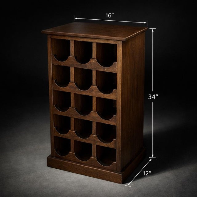 A versatile vintage solid wood wine storage cabinet with a clean vertical form, designed to function as both a compact...