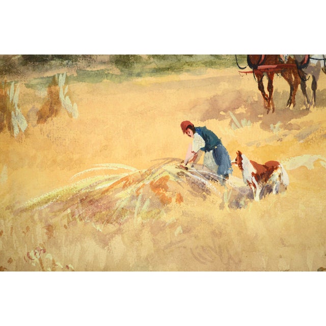 Early 20th century Italian figurative landscape of a traditional wheat field harvest scene, by S. Frosini (Italian, 20th...