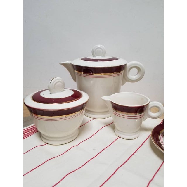Art Deco Santos Tea Set from Digoin Sarreguemines, 1920s, Set of 9 For Sale - Image 3 of 11