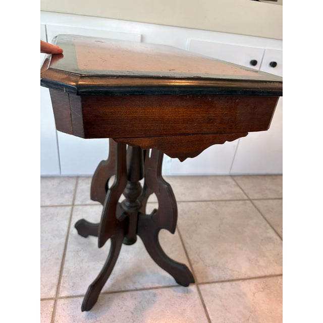 Vintage Petite Inlaid Wood Accent Table With Tripod Base Federal Style For Sale - Image 10 of 15