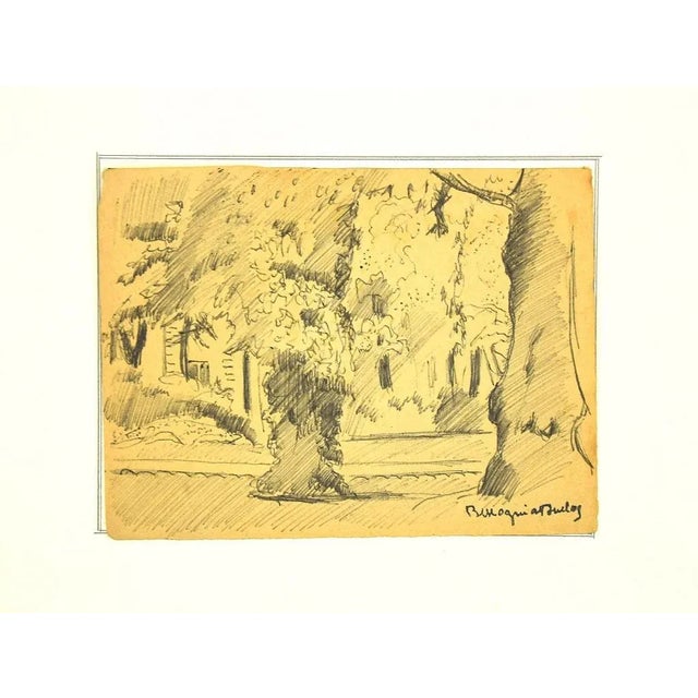 In the Garden is an original black and white drawing in pen on ivory-colored paper, realized by the French painter...