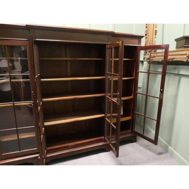 Long Break Front Bookcase in Walnut For Sale - Image 3 of 8
