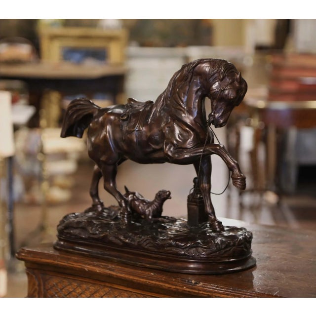French Mid-Century French Patinated Bronze Horse Sculpture After Pierre Lenordez For Sale - Image 3 of 11