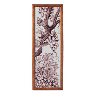 18th Century Dutch Delft Framed Tile Mural with Bird and Grapes For Sale