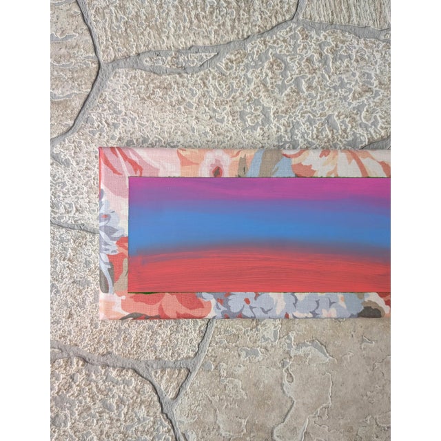 "Ease" Contemporary Abstract Painting on Floral Vintage Textile For Sale - Image 4 of 6