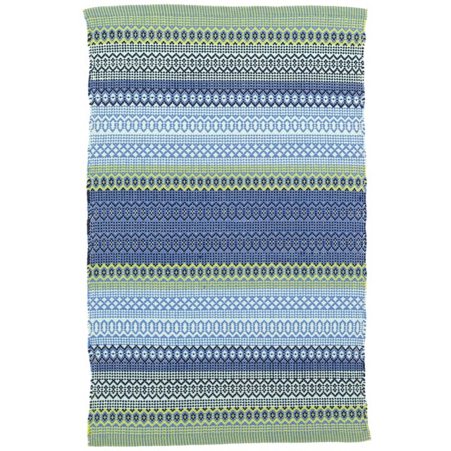 Dash & Albert by Annie Selke Fiesta Stripe French Blue/Green Indoor/Outdoor Rug, 7' 6" x 9' 6" For Sale In Boston - Image 6 of 6