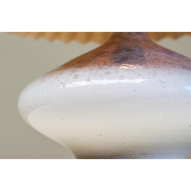 1950s Mid-Century Modern Studio Pottery Table Lamp with Plissé Shade, 1950s For Sale - Image 5 of 11