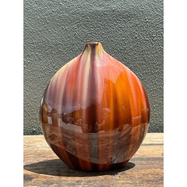 Vintage Glazed Ceramic Vase For Sale - Image 4 of 12