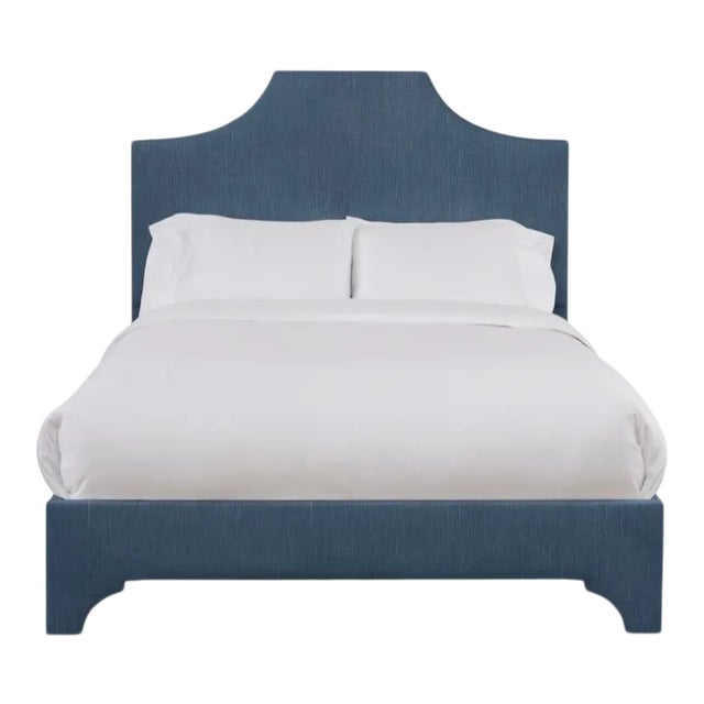 Kit California King Bedframe, Navy Linen For Sale