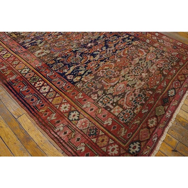 Mid 19th Century Appreciable Red Ruby Color Wiht Detail Rosette Geometric Pattern Antique Persian Kurdish Rug For Sale - Image 5 of 9