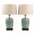Vintage Chinoiserie Celadon Crackle-Glaze Ginger Jar Table Lamps With Wooden Bases For Sale