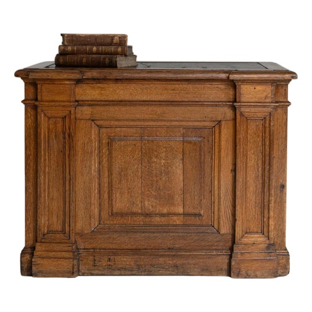 1870s French Neoclassical Oak Desk With Oilcloth Top For Sale