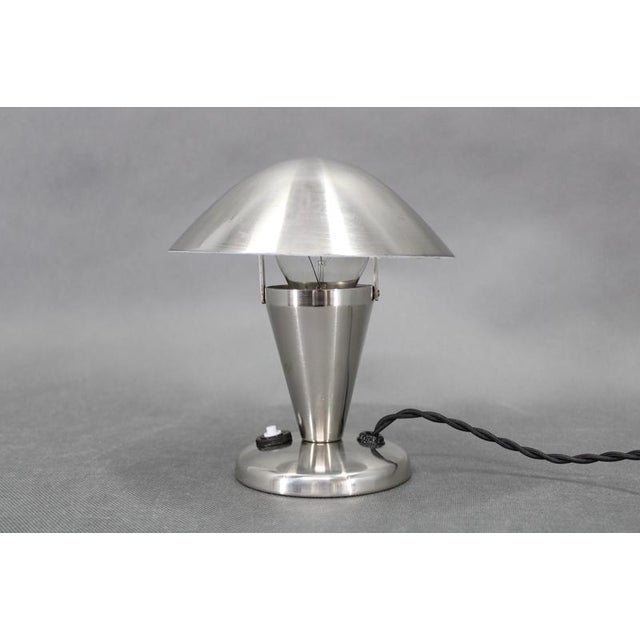 Czechoslovak Art Deco Chrome Table Lamp with Metal Shade, 1930s For Sale - Image 3 of 12