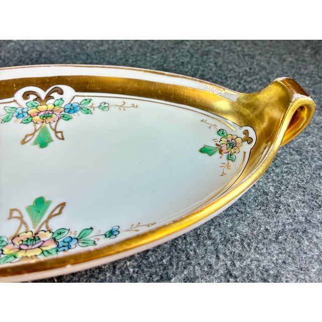 Antique Pickard Handled Porcelain Oval Serving Dish For Sale In Greenville, SC - Image 6 of 9