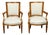 Pair of Italian 1860s Walnut Armchairs with Tapered Legs and New Upholstery For Sale