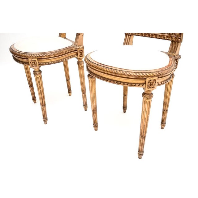 Cream Antique French Gilt Wood Side Chairs, 1890, Set of 2 For Sale - Image 8 of 11