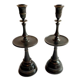 Restoration Hardware Taper Candlestick Candle Holders Bronze For Sale
