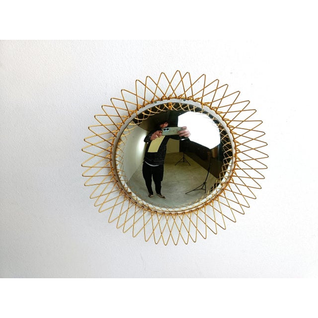 1960s Vintage Bohemian Gilt Sunburst Mirror, 1960s For Sale - Image 5 of 11