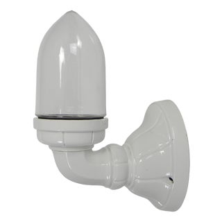 Porcelain Wall Lamp with Transparent Glass Shade, 1930s For Sale