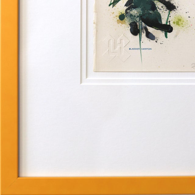 Bladder Campion - Yellow Framed Floral Artwork on Antique Botanical Book Page Artwork by Lee Herring For Sale In Los Angeles - Image 6 of 9