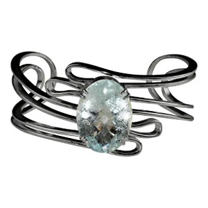 25 Carat Oval Aquamarine in Sterling Bracelet