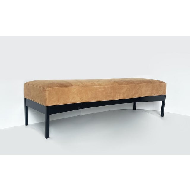 Brown Cognac-Colored Alcantara Bench, 1980s For Sale - Image 8 of 8