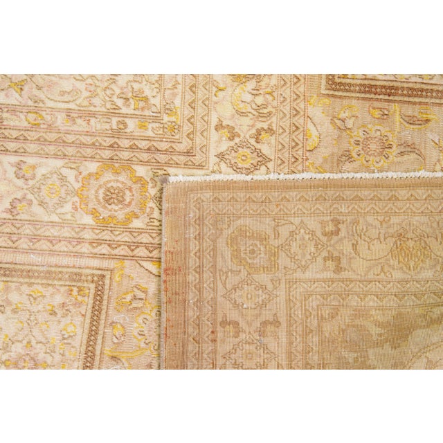 Beige Designed Persian Tabriz Beige Wool Rug Handcrafted From 1910s For Sale - Image 8 of 9