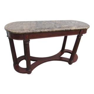 Vintage Henkel Harris Console Table Marble Rare Empire Mahogany For Sale