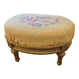 Early 20th Century French Louis XVI Needlepoint Ottoman For Sale