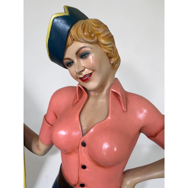 An exceptional, life-size statue of a 1950s American drive-in "Car Hop" waitress on roller skates. This iconic piece of...