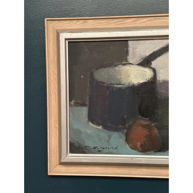 Original Swedish Oil on Canvas – “Pan and Fruits” by Bengt Hillgrund – Signed & Dated 1961 – Vintage & Framed – 49 × 41 cm...