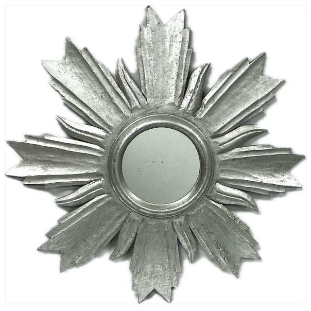 Wood Silver Wooden Sunburst Mirror For Sale - Image 7 of 7