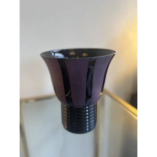 Art Deco Vase in Black Hyalite Glass, 1930 For Sale - Image 9 of 14