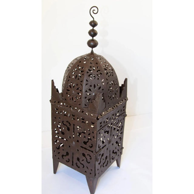 1980s Outdoor Moroccan Hurricane Metal Candle Lantern For Sale - Image 12 of 13