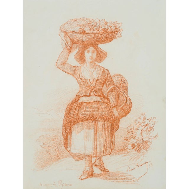 L. Browne, Young Büuerin in Tracht, Pyrenüen, 1853, Chalk on Paper For Sale - Image 5 of 5