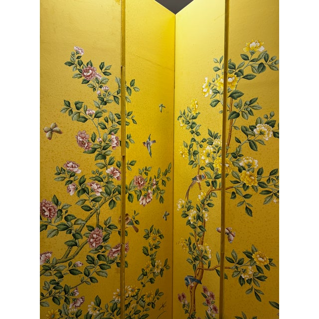 Wood Asian Inspired Double Sided Floral Screen For Sale - Image 7 of 12