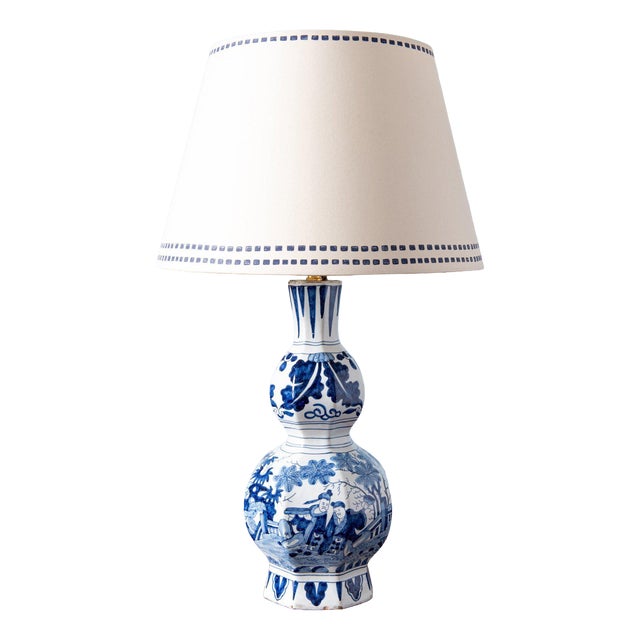 19th Century Dutch Double Gourd Chinoiserie Vase Lamp For Sale