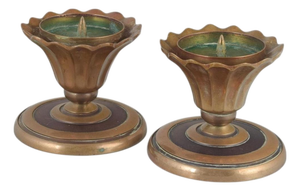 Art Deco Brass Candlesticks from CAWA, Denmark, 1940s, Set of 2