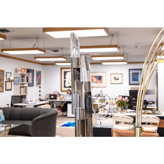 1970s Three Fixture Chrome Floor Lamps with Lucite Acrylic Prism Tips