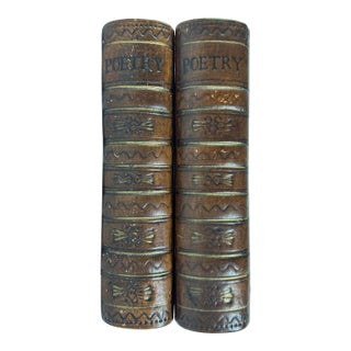 Late 20th Century, Faux Poetry Books Style, Ceramic Bookends - 2 Pieces For Sale