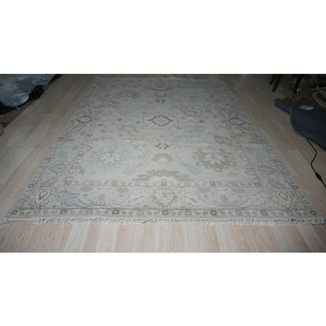 8x10 Traditional Floral Tessa Beige Handknotted Wool Nain Carpet Rug For Sale - Image 4 of 7