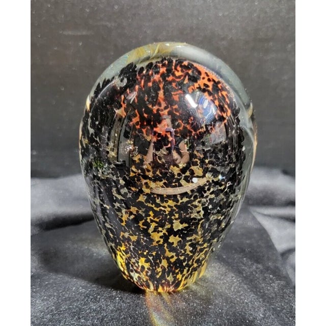Murano Vintage Murano Style Blown Art Glass Orange, Yellow & Black Jellyfish Paperweight For Sale - Image 4 of 7
