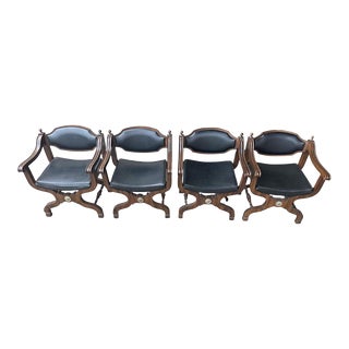Mid 20th Century Savonarola Spanish Style Dining Chairs - Set of 4 For Sale