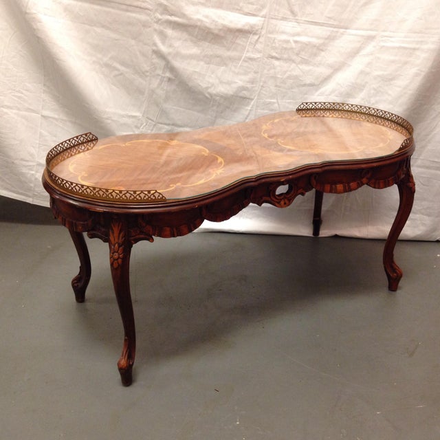 Antique Italian Inlaid Coffee Table with Brass Edges Chairish