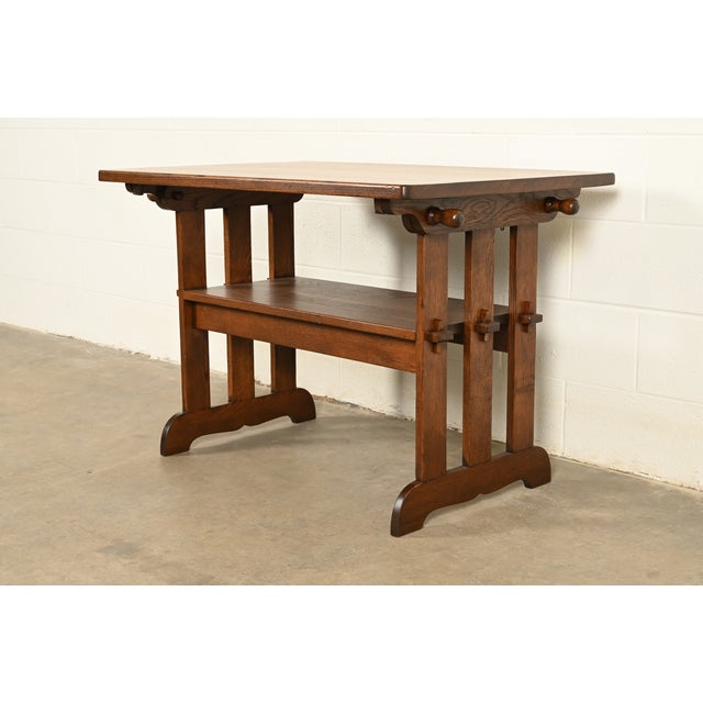 An exceptional antique Mission or Arts & Crafts period metamorphic library table or monk's chair In the manner of Gustav...