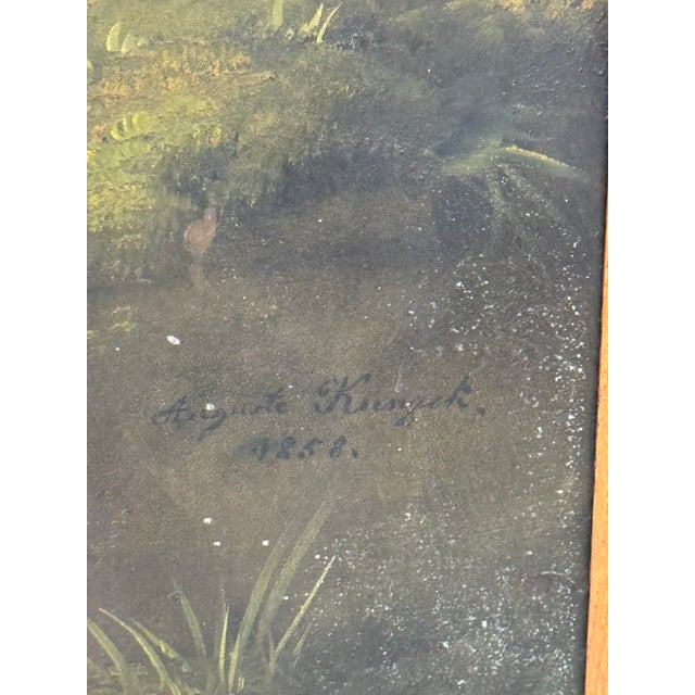 Auguste Kunzek Antique Religious Oil Painting of the Baptism of Christ For Sale - Image 9 of 11