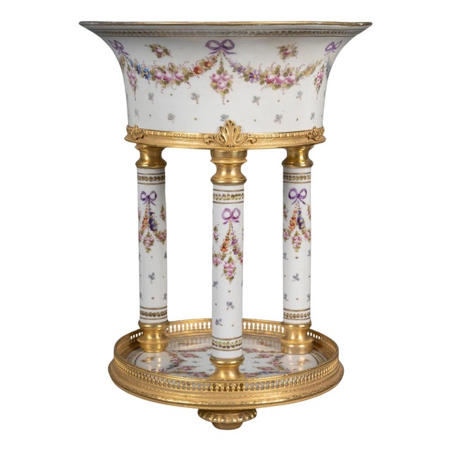 Napoleon III Painted Porcelain and Gilt Bronze Column Planter For Sale