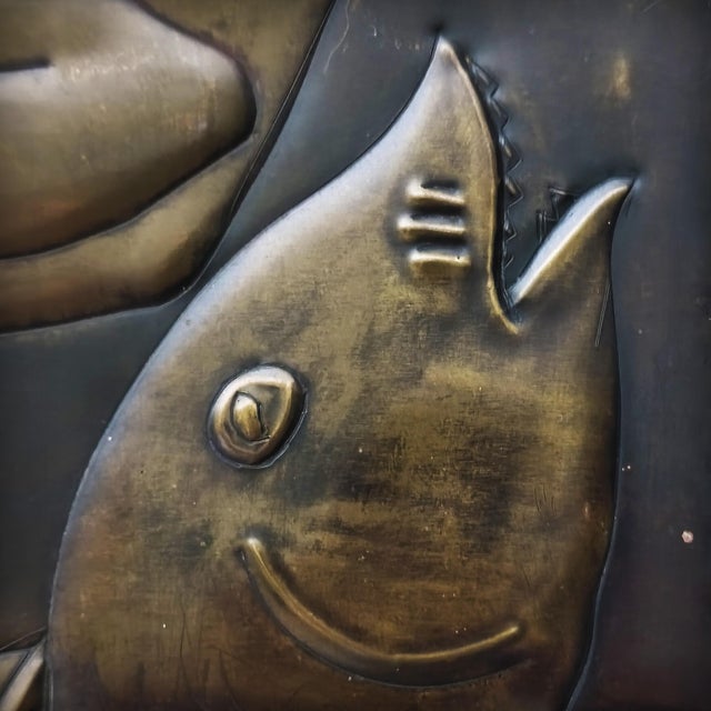 Brass Plaque Depicting a Woman and a Dolphin, France, 1960s For Sale - Image 12 of 17