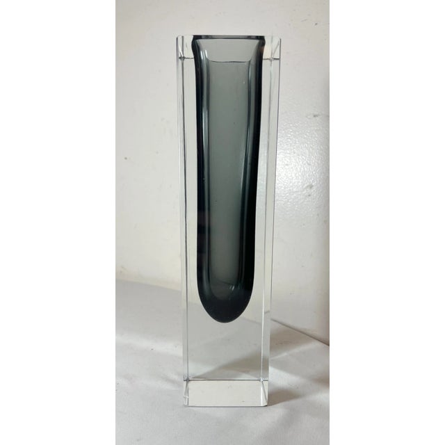 Up for sale is a high quality vintage hand blown art glass Czech vase. It's brown into a sleek rectangular silhouette with...
